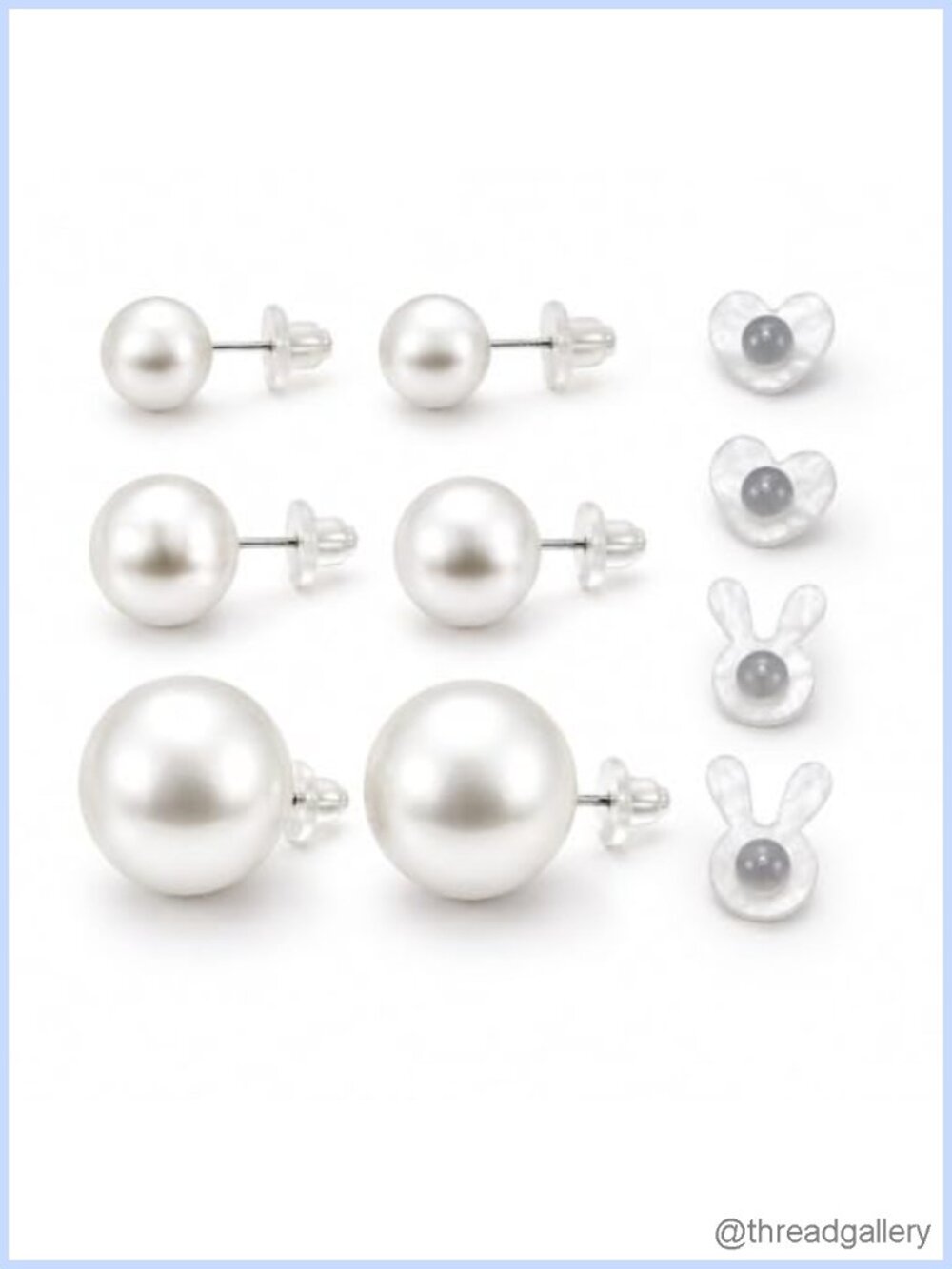Pearl Stud Earrings Set S925 Sterling Silver Hypoallergenic 3 Pairs Women